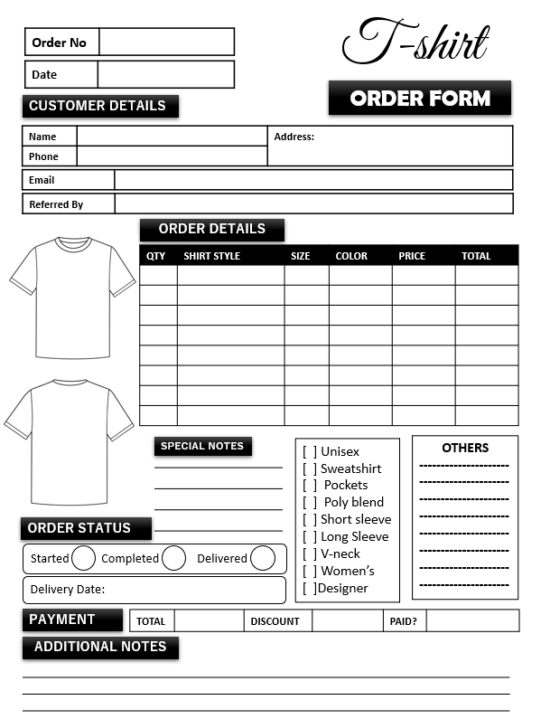 T-Shirt Order Form